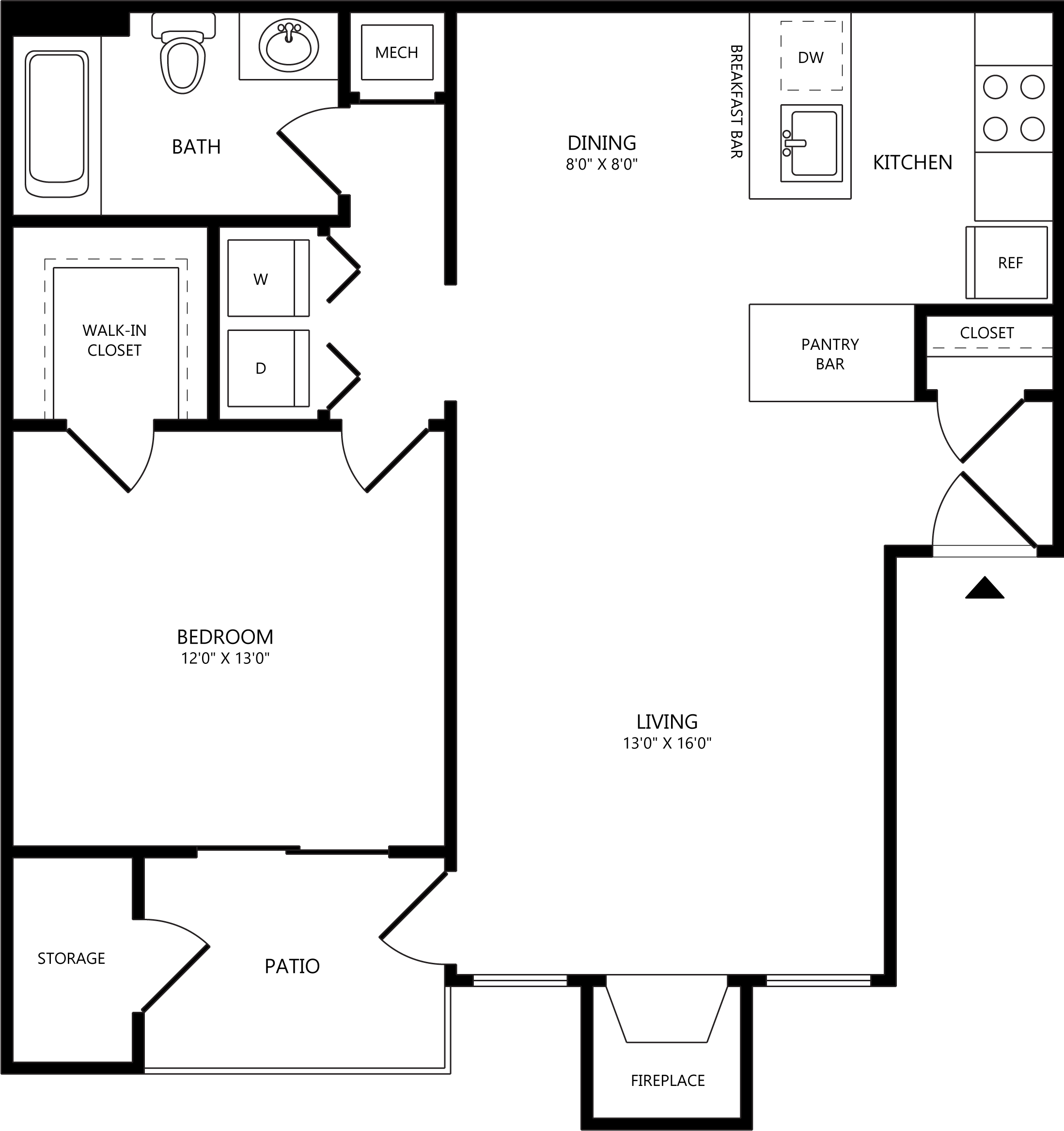 1 Bed/1 Bath-A2