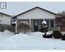A house with a snow-covered front yard.