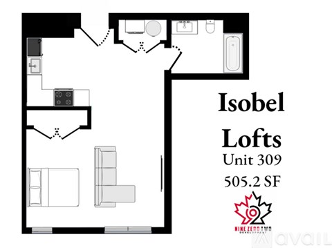 A floor plan of a unit with a kitchen, living room, and bedrooms.