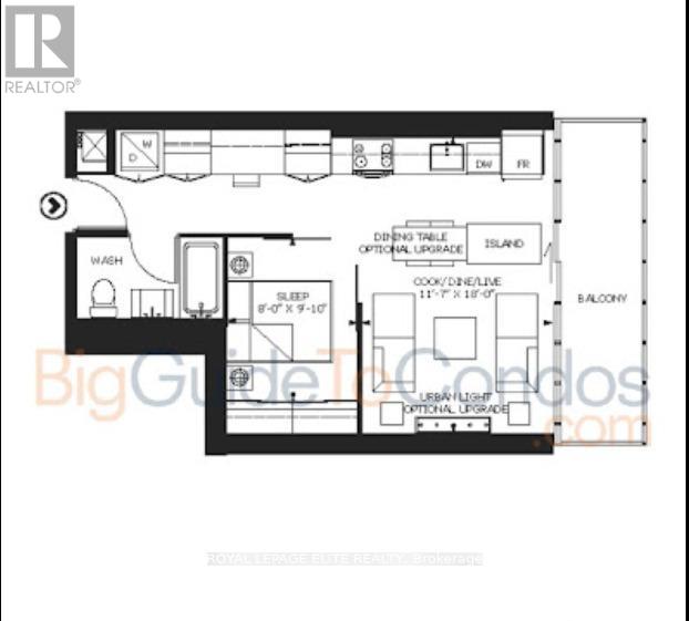 A floor plan of a house with a balcony and a sleeping area.
