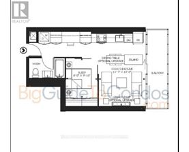 A floor plan of a house with a balcony and a sleeping area.