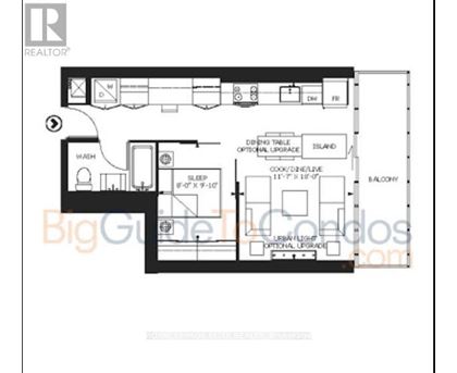 A floor plan of a house with a balcony and a sleeping area.