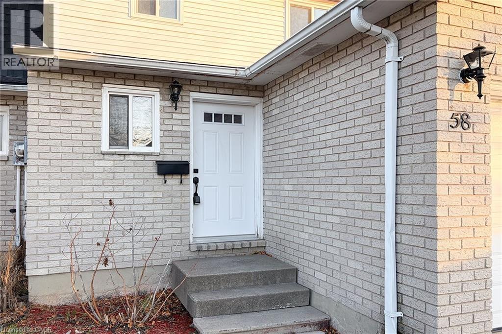 A house with a white door and a number 58 on the wall.