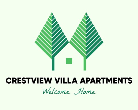 Crestview Villa Apartments logo with the words Welcome Home.
