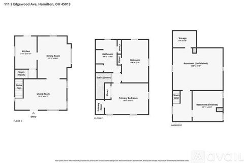 Floor plans for a two bedroom apartment.