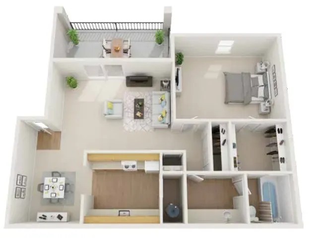 1Bed 1Bath Floor Plan at Mountain Place Apartments, Georgia