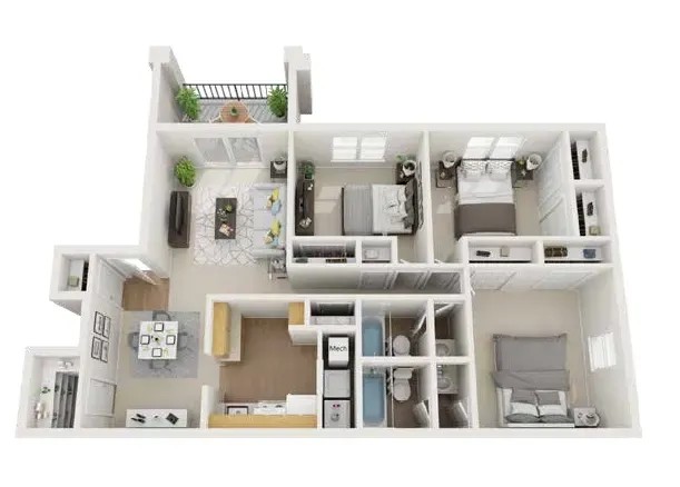 C1 Floor Plan at Mountain Place Apartments, Stone Mountain, 30083