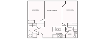 Two Bedroom Floor Plan at Hendricks Pointe Apts, Shelbyville, 46176