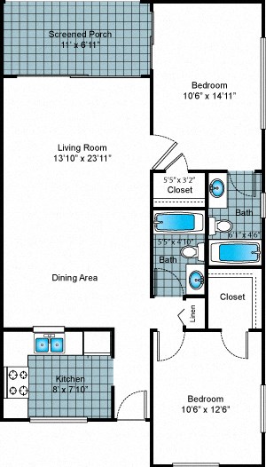Two Bedroom - Two Bathroom Deluxe
