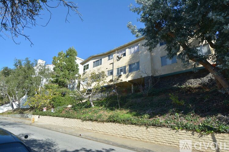 A tree is in front of a building.