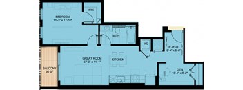 One Bedroom 801 SF