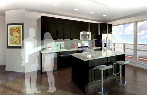 a rendering of a kitchen in a condo