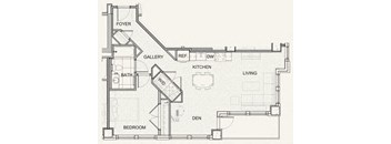 One Bedroom with den 891 SF