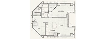 One bedroom with den 877 SF