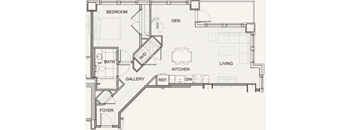 One Bedroom with den 898 SF