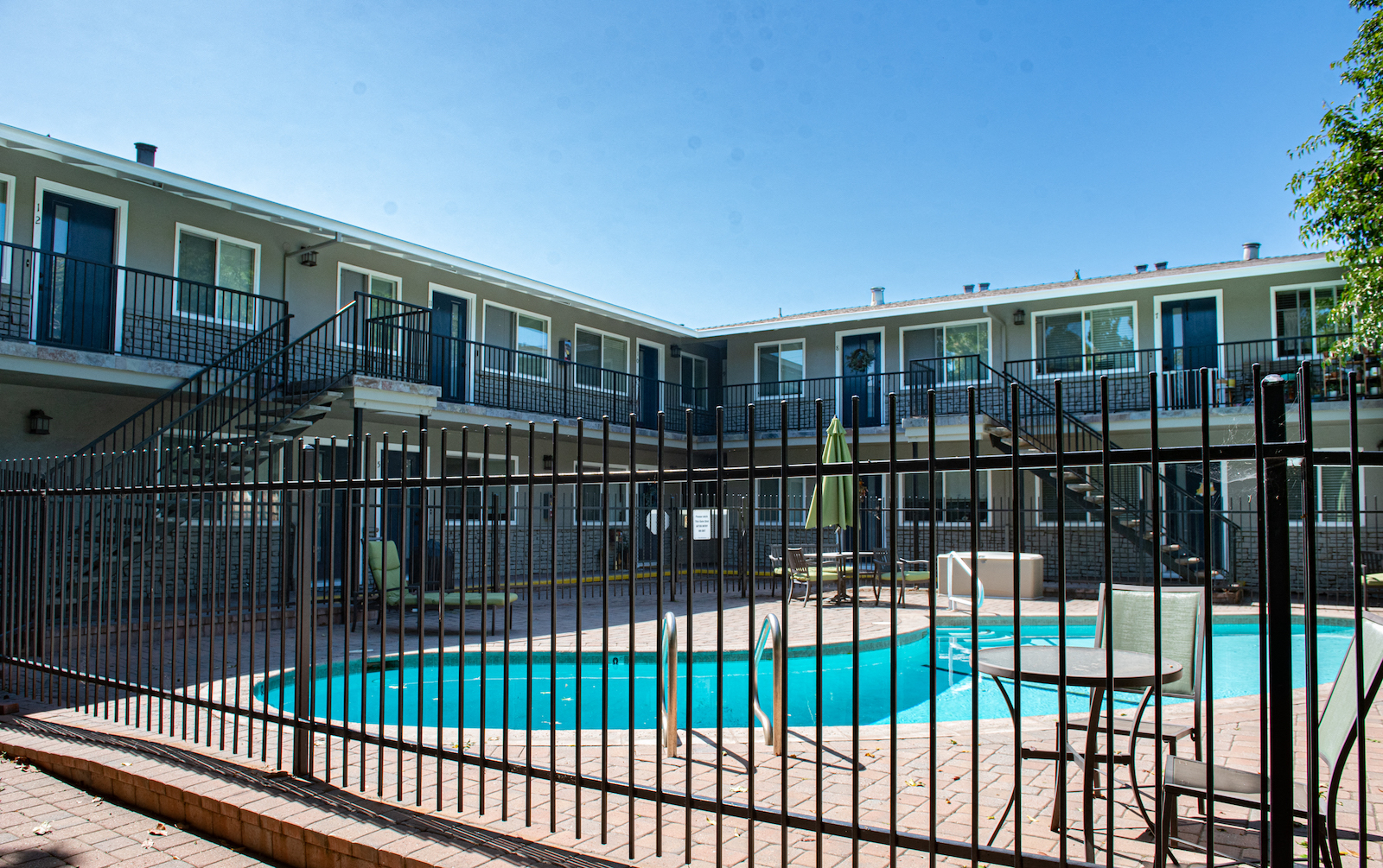 our apartments have a large swimming pool in front of our building