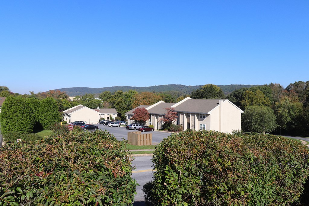 a view of a neighborhood with houses and trees