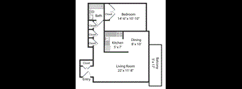 1 Bedroom - 600sqft