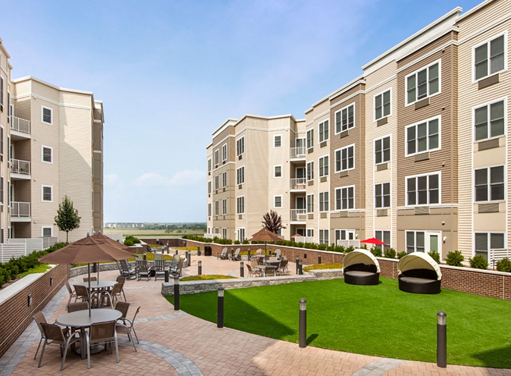 Multiple Landscaped Courtyards at The Monarch, New Jersey, 07073