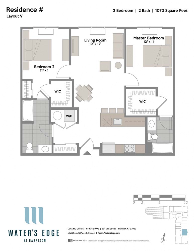2 Bedroom 2 Bathroom Floor Plan at Water's Edge, New Jersey