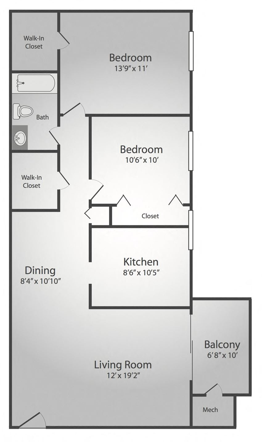 2 Bedroom, 1 Bath