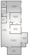 2 Bedroom, 1 Bath, Den