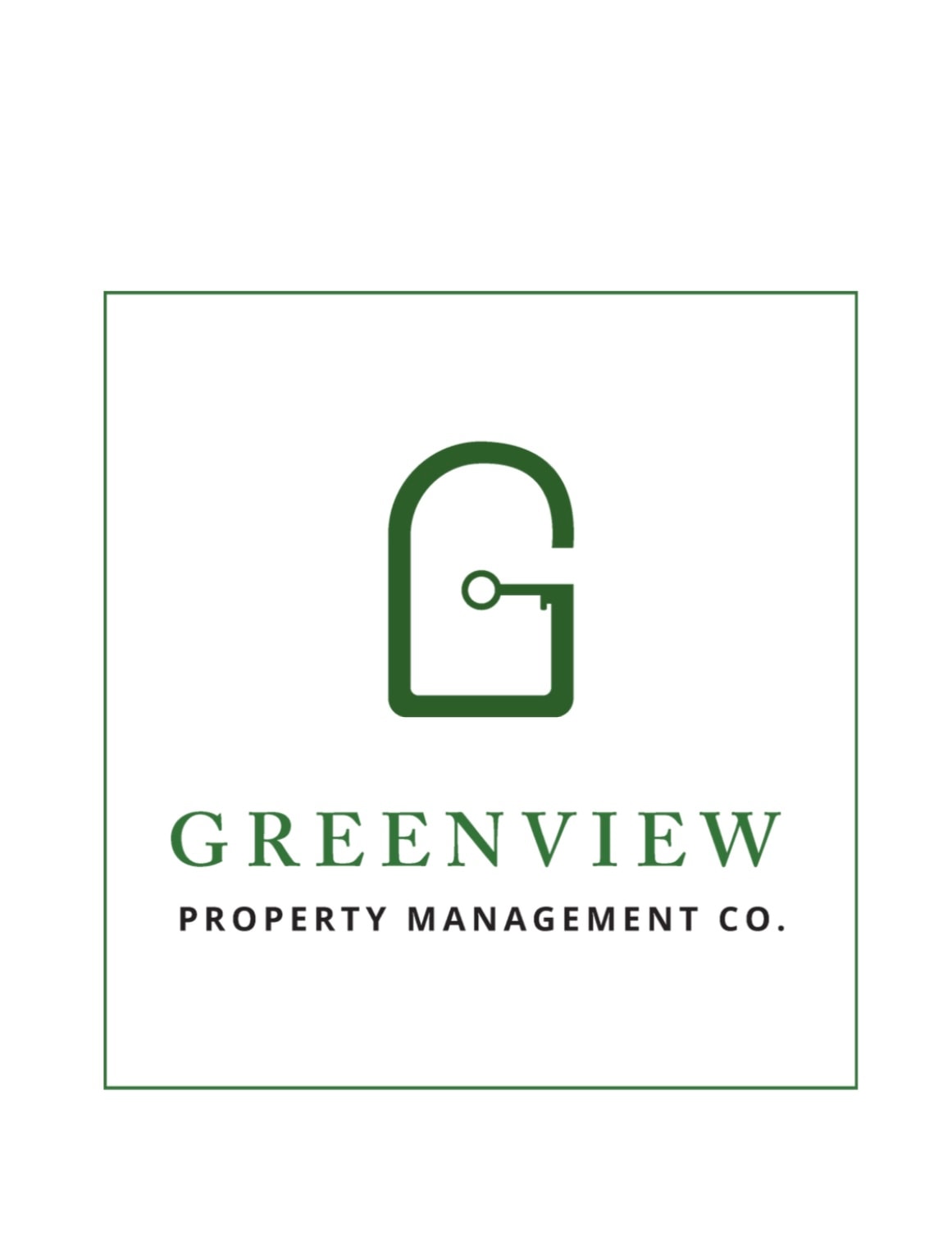 A logo with a green letter G and the words Greenview Property Management Co.