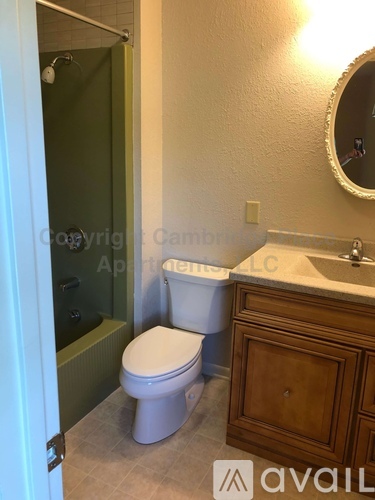 A bathroom with a toilet, sink, and mirror.