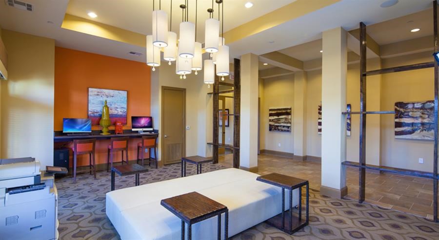 a living room with a couch and a table