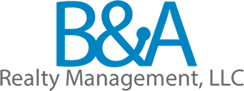 The image is a logo for B&A Realty Management, LLC.