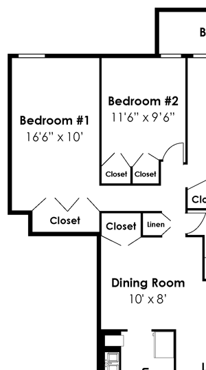 3 Bedroom 1 Bath 1114 sf Floor Plan 3 Bedroom 1 Bath 1114 sf Floor Plan at Brook View Apartments, Baltimore, MD