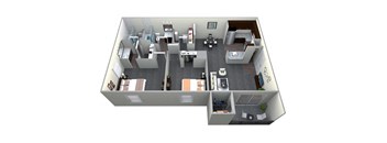 2 Bedroom 2 Bath CWM I Renovated 3D Floor Plan at The Crossings at White Marsh Apartments, Perry Hall, Maryland