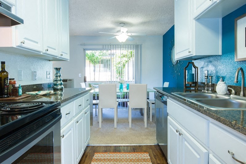 Sienna apts kitchen area in the showroom apt