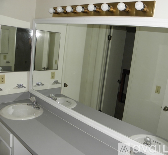 A bathroom with a white sink and a mirror above it.