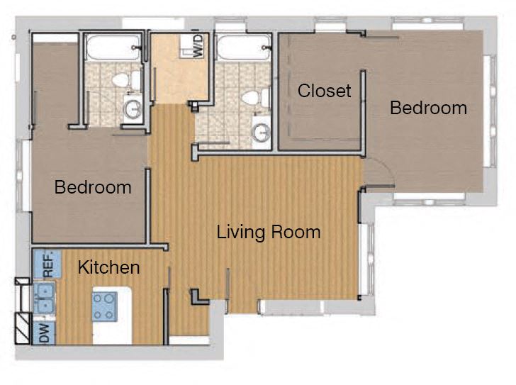 large 2 bedroom