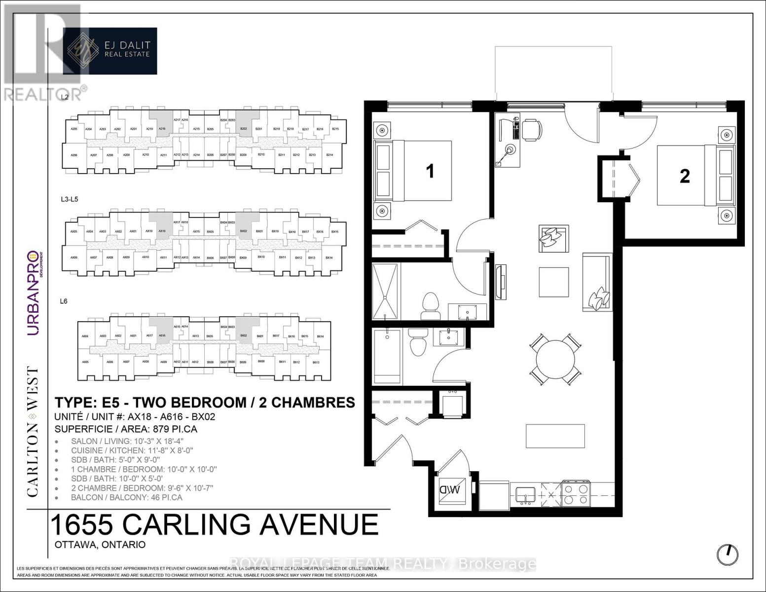A floor plan for a two bedroom apartment with two bathrooms and a balcony.