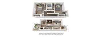 2x2 illustrative 2 story floor plan at Ashley Collegetown in Atlanta Georgia