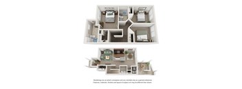 2 story illustratice floor plan at Ashley Collegetown in Atlanta, Georgia