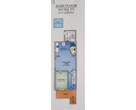A floor plan of a house with a main floor area of 643 square feet and an 8'-2" ceiling.