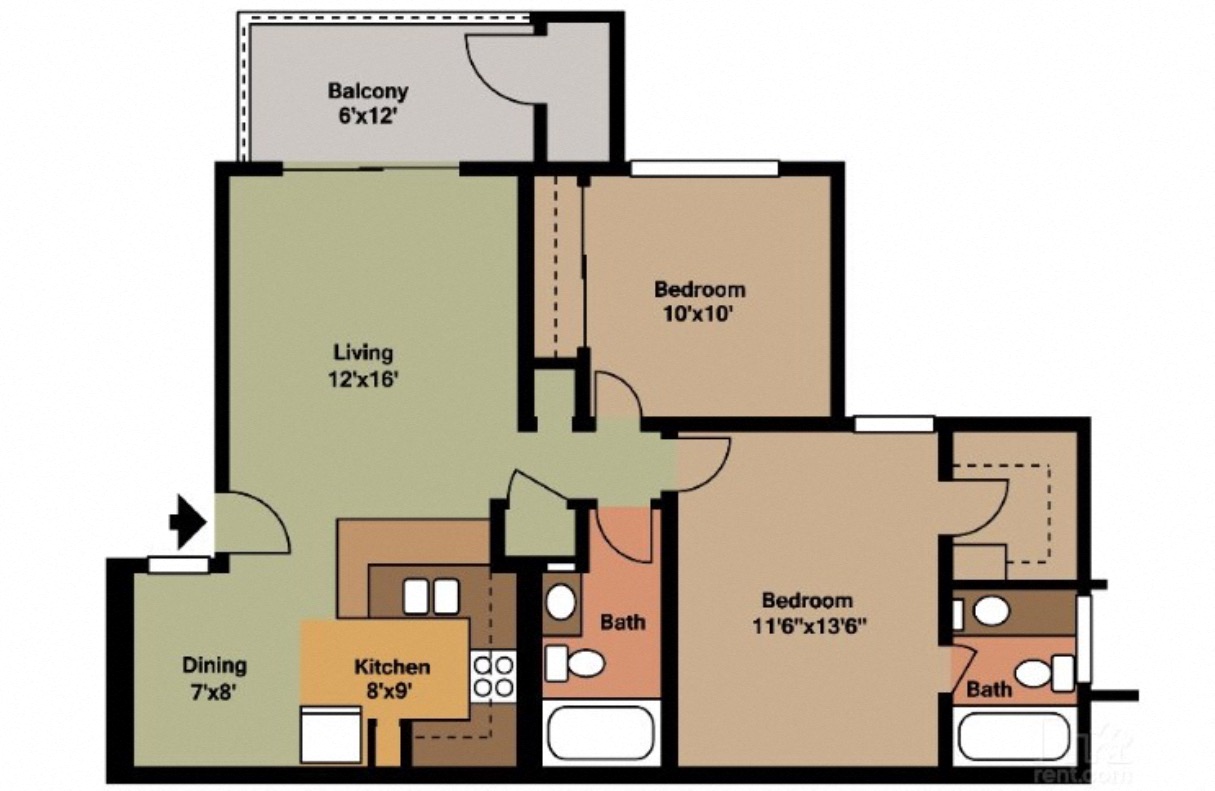 2 Bedroom 2 Bathroom Downstairs