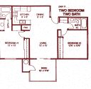 2 Bedroom 2Bathroom Dual (Upstairs) Floor Plan at Park West Apartments, California, 91710