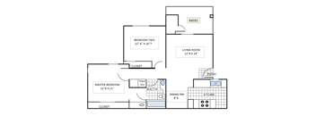 Roosevelt Floor Plan at Lincoln Park Apartments, Corona, 92882