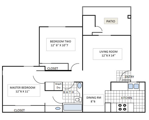 Roosevelt Floor Plan at Lincoln Park Apartments, Corona, 92882