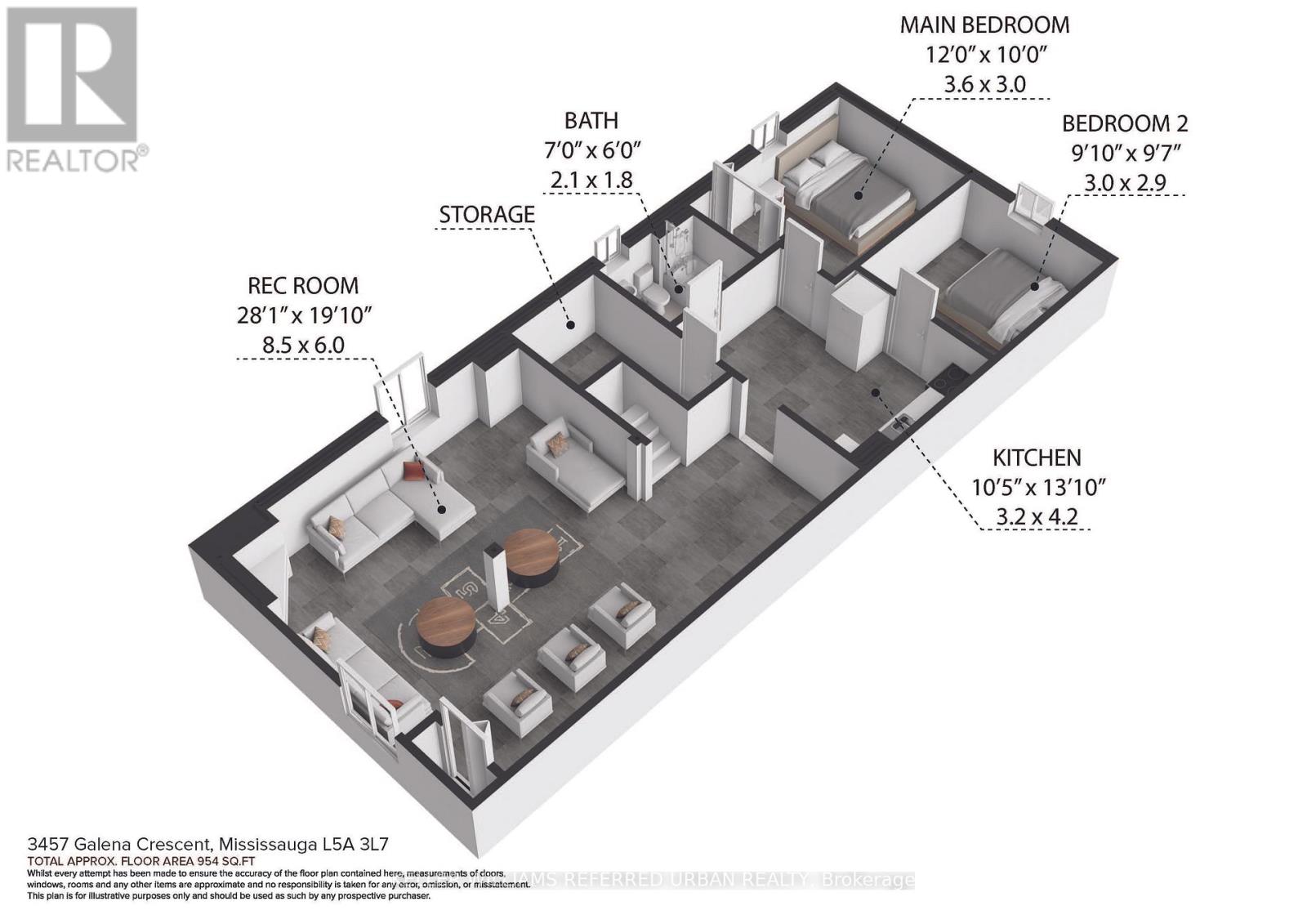 A floor plan of a 3457 Galena Crescent, Mississauga L5A 3L7 property.