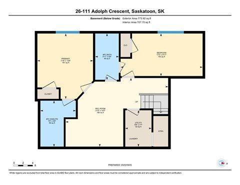 A floor plan for a basement apartment in Saskatoon, SK.