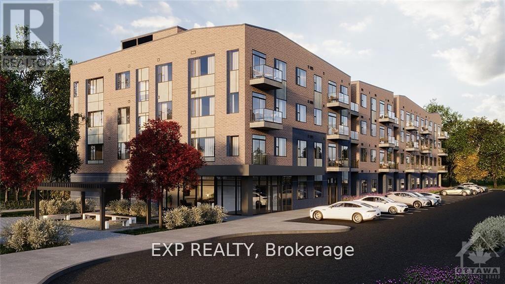 A row of townhouses with the text EXP REALTY, Brokerage in the foreground.