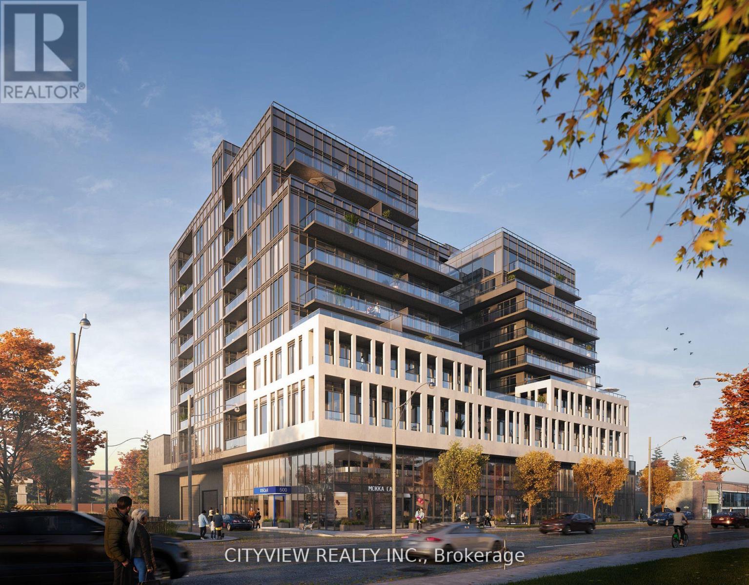 A rendering of a modern multi-story building with the text "CITYVIEW REALTY INC., Brokerage" on it.