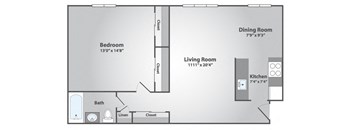 1 Bedroom, 1 Bath Medium