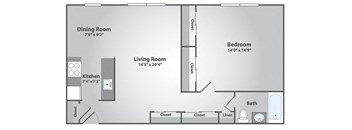 1 Bedroom, 1 Bath Large