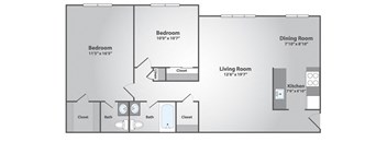 2 Bedroom, 1.5 Bath